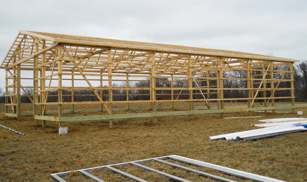 Pole barn framed with graber posts from Heartland Metal and Building Supplies in Marion, Illinois