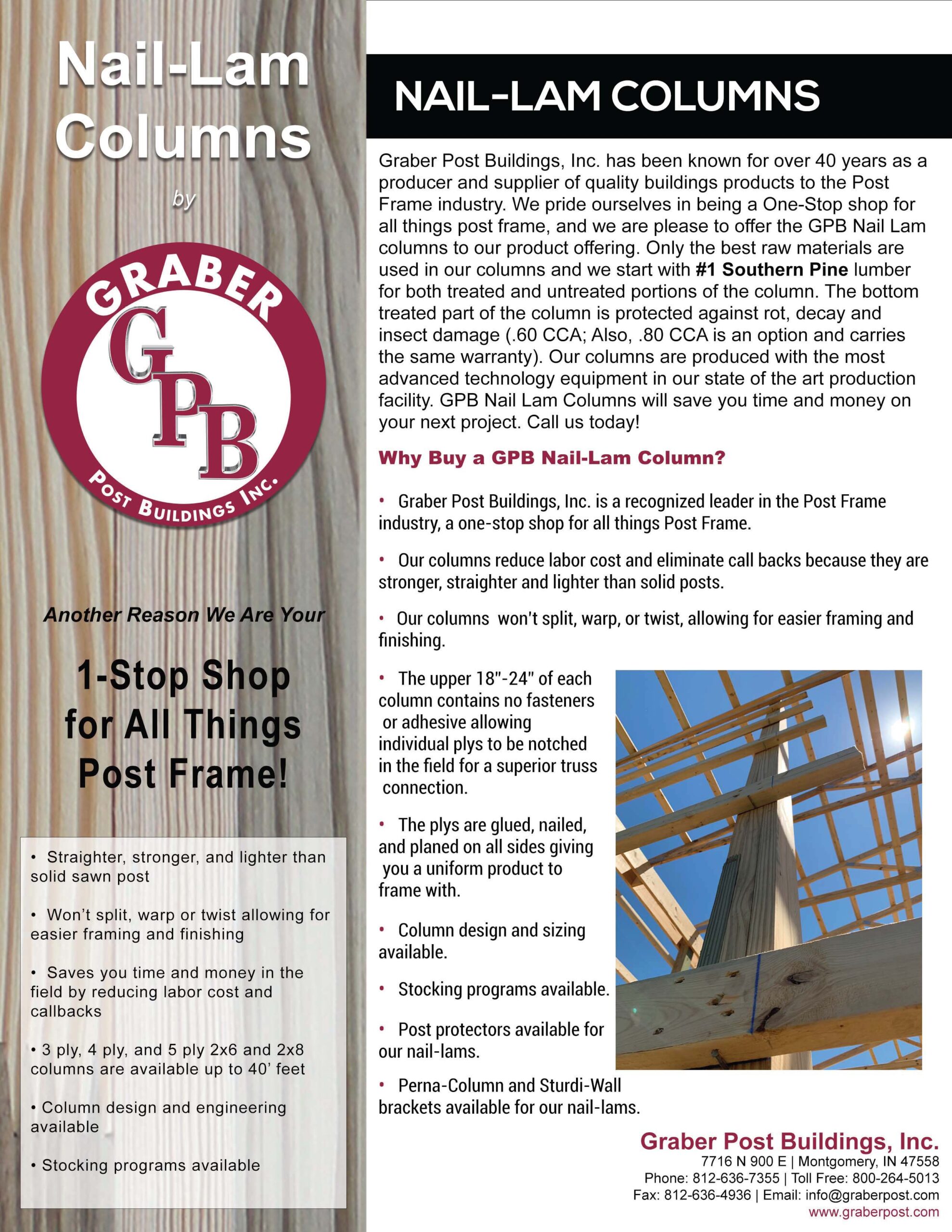 Graber post Nail-lam information for products offered through Heartland Metal and Building Supplies